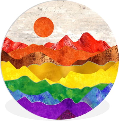 WallCircle® Wandcirkel 30x30 cm - Muurcirkel Pride - Regenboog - Gay - Muurdecoratie woonkamer - Wanddecoratie slaapkamer - Kamer decoratie accessoires - Ronde schilderijen