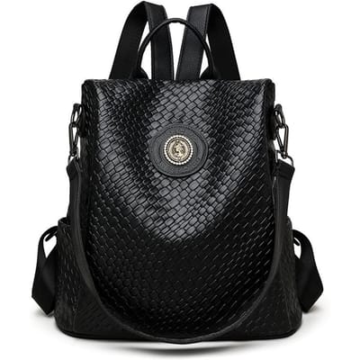 Sac à dos antivol en cuir tressé, sac à dos multifonction en métal haut de gamme, sac à dos texturé pour filles