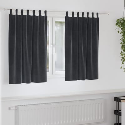 vidaXL - Blackout - Gordijnen - met - Hanglussen - 2 - stuks - Donkergrijs - Fluwel