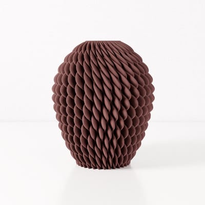 Fleuriek vaas CHLOE - Bordeaux rood H30 cm - Ronde designvaas met bijzonder reliëf - Unieke vaas voor een modern interieur - Bolvaas voor tafel of dressoir