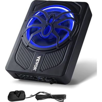 VEVOR Onderstoel Auto Subwoofer 440W 254mm Slanke Auto Subwoofer Onderstoel Subsysteem met Ingebouwde Versterker, Hoge/Lage Niveau Input en Volumeregeling voor SUV's en Trucks