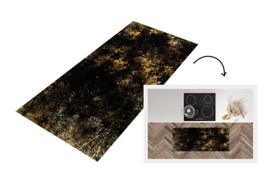Keukenloper - Loper keuken - Zwart - Goud - Verf - 120x50 cm - Keukenloper vinyl