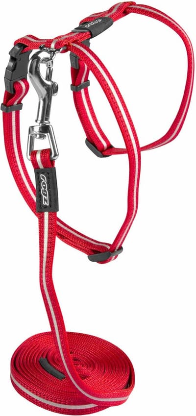 Rogz for Dogs Alleycat Tuigje Met Looplijn - Rood - 11.9x21.5 cm