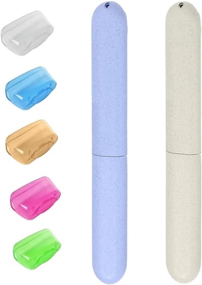 Reisvriendelijke Tandenborstelhoes, 2 Stuks Tandenborstel Reisdoos en 5 Stuks Draagbare Tandenborstelkop Covers, Ideaal voor Opbergen en Bescherming tijdens Reizen en Buitenactiviteiten