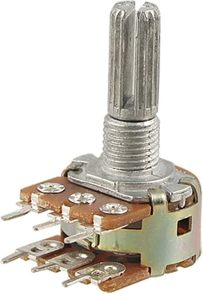 Dubbele Draaipotentiometer 100K Ohm Lineair B100K met 6 Klemmen