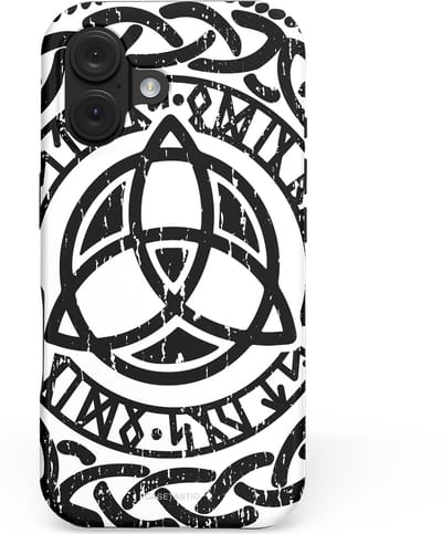 Casetastic hoesje geschikt voor Apple iPhone 16 - MagSafe - Dubbellaagse bescherming - Valhalla eer - Fashion Case - Wit Zwart Grijs