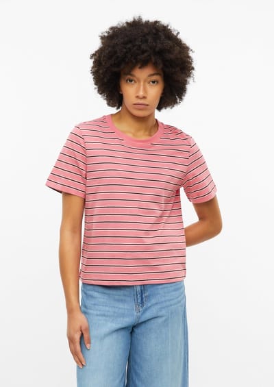 Gestreepte T-shirt met korte mouwen van een zachte mix van jersey en katoen. dames s.Oliver