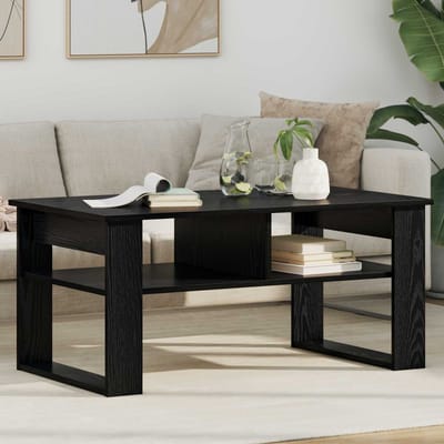 vidaXL - Salontafel - Zwart - Eiken - 96 - x - 54 - x - 44 - cm - Bewerkt - hout