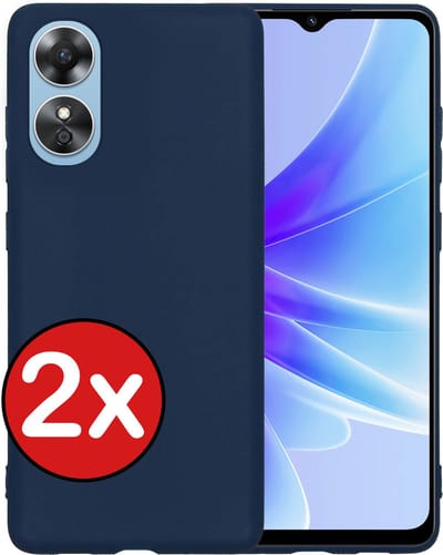 Hoesje - 2 Stuks - Geschikt voor OPPO A17 - Sterk & Shockproof - Telefoonhoes - Back Cover - Case Siliconen - Telefoon Hoes - Donkerblauw