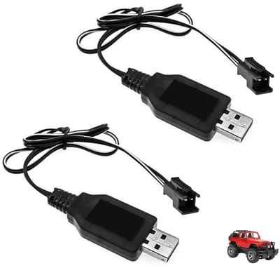 Set van 2 Oplaadkabels voor 3.6V en 3.7V LiPo Batterijen met IC Bescherming en LED Indicator voor RC Auto's, Drones en Vliegtuigen