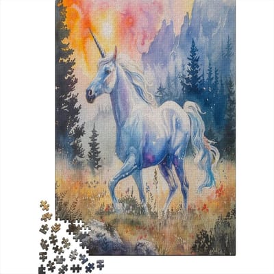 A Unicorn puzzel 1000 stukjes voor volwassenen, klassieke eenvoudige klassieke puzzel voor volwassenen en kinderen, 1000 stukjes, 75 x 50 cm