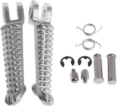 Motorfiets Voetsteunen - Achter Pedalen - Comfortabel Rijden - Antislip Oppervlak - 10.3 cm Lengte - Zilver