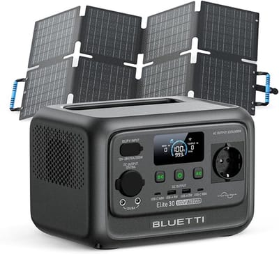 BLUETTI Elite 30 V2 - 288Wh - Zonne-energiegenerator - 600W - Duurzame energie - met 60W Zonnepanelen Sora 60 - UPS Backup - LFP batterij - USB-C-poort - Back-up voor Camping - thuis - outdoor