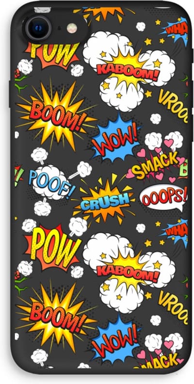 Case Company® - Hoesje geschikt voor iPhone SE 2020 hoesje - Pow Smack - Biologisch Afbreekbaar Telefoonhoesje - Bescherming alle Kanten en Schermrand