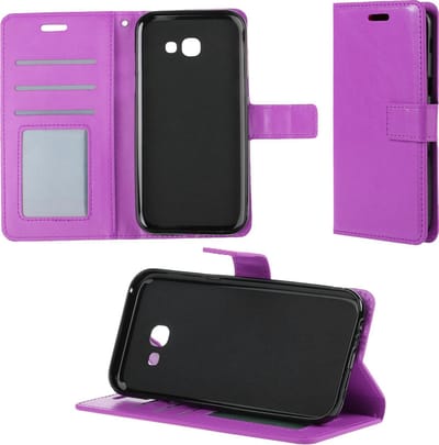 Hoesje - Geschikt voor Samsung Galaxy A5 2017 - Luxe Bookcase - Walletcase Hoes - Portemonnee - Cover - Telefoonhoes - Paars