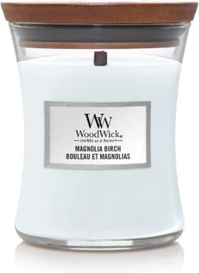 WoodWick Hourglass Medium Geurkaars - Magnolia Birch - 60 branduren