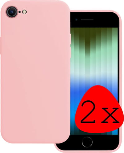 Hoesje 2 Stuks - Geschikt voor Apple iPhone SE (2022) - Sterk & Shockproof - Case Siliconen - Back Cover - Telefoon Hoes - Lichtroze