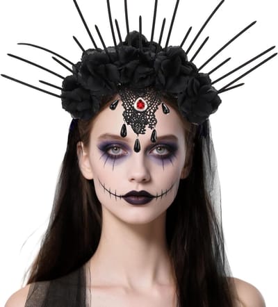 Verleidelijke Heksenhoed Haarband met Veder en Voile - Perfecte Accessoires voor Halloween en Carnaval, Heksen Kostuum Decoratie