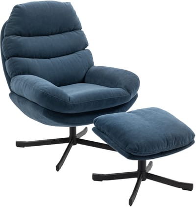 Relaxfauteuil - Relaxzetel - Relaxstoel - Fauteuil - Stoel - Met armleuning - Voor één Persoon - Fluweel - Blauw