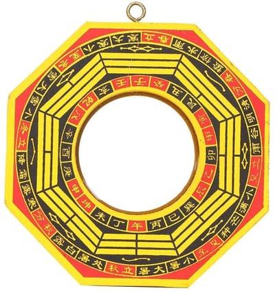 Dailygoods- Bagua Spiegel 4" Convex - Feng Shui Spiegel - Houten Spiegel - Talisman Spiegel - Concave/Convex - Positieve Energie