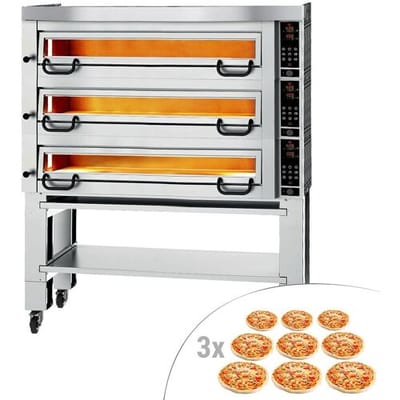 GGM Gastro Elektro Pizzaofen Power - 9+9+9x 34cm - Digital - (Tief) - inkl. Haube & Untergestell