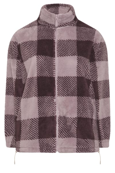 Yours Paars Geruite Fleece Met Ritssluiting Size 42