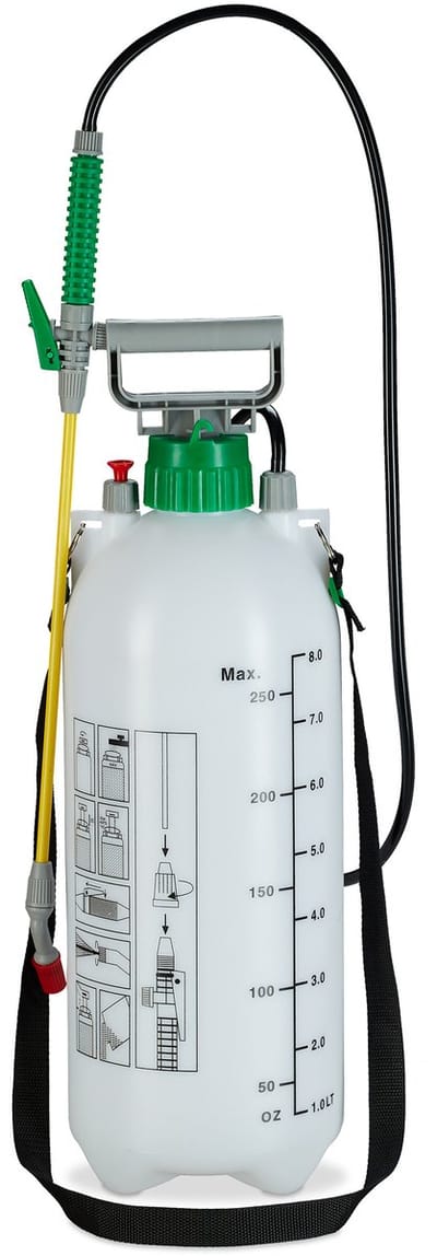 8 liter verstelbare sproeikop voor water en gewasbeschermingsmiddel - onkruidsproeier 3 bar wit