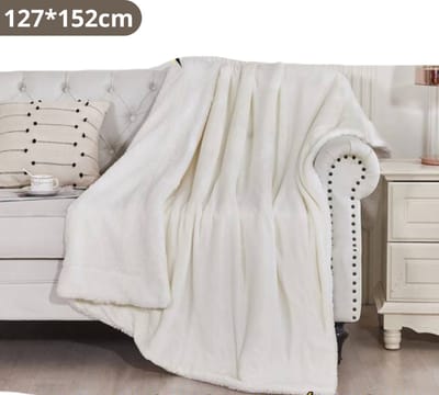 Bovista Deken - Pluche - Wollen - Dekentje - Fleece - Plaid - Knuffeldeken - Bank Deken - 1 Persoons - Wit