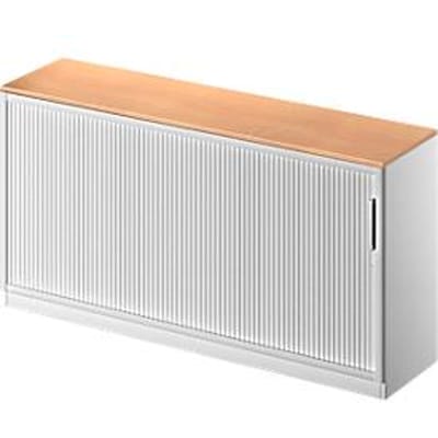 Schäfer Shop Genius Roldeurkast TETRIS SOLID, 2 ordnerhoogten, B 1600 mm, incl. 19 mm afdekplaat, beukenpatroon/blank aluminium/blank aluminium