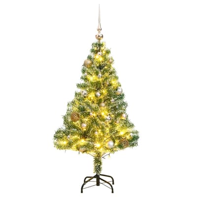 vidaXL - Kunstkerstboom - 150 - LED's - kerstballen - en - sneeuw - 150 - cm
