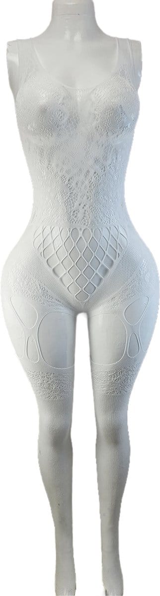 BamBella ® - Panty pak -Onesize - body suit - Dames - Onesize - Erotische jumpsuit van kant lingerie wit