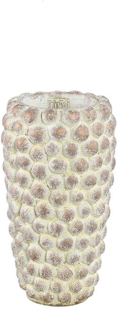 PTMD Bloempot Ruis - 16x16x30 cm - Cement - Creme