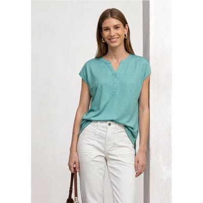 Shirt met losse schouders en gespleten hals