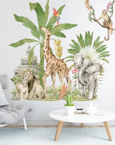 Muurstickers wilde dieren in de jungle - Muurdecoratie - Woondecoratie