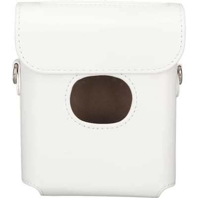 PU Leer Draagtas Vintage Krasbestendige Cameratas met Schouderriem voor FujiFilm Instax Square Link Smartphone wit
