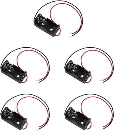 Allecto - 14250 Batterijhouder - 1/2AA Batterijhouder - 5 Stuks met Kabel - Zwart en Rood - Geschikt voor 3.6V Batterijen - Eenvoudig te gebruike