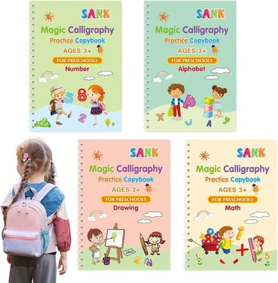 Schrijfboek met Groeven - Oefenschriften Herbruikbaar - Leren Schrijven Kleuters - Tactiele Leerervaring - 13x19 cm