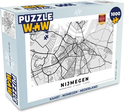 Puzzel Kaart - Nijmegen - Nederland - Legpuzzel - Puzzel 1000 stukjes volwassenen