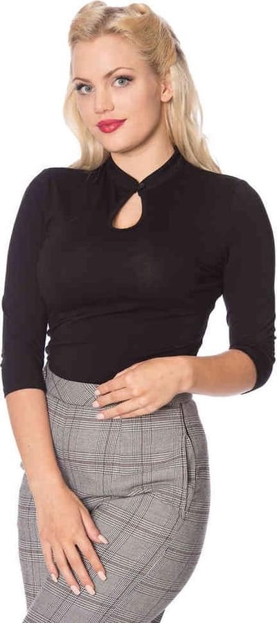 Dancing Days - PEEK A BOO MANDARIN Longsleeve top - XL - Zwart