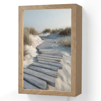 Wandlamp 20x30 cm - Oplaadbaar - Pad - Planken - Duinen - Gras - Wandlampen binnen woonkamer - Slaapkamer lamp met kabel - Decoratieve nachtlamp - Vloerlamp snoer