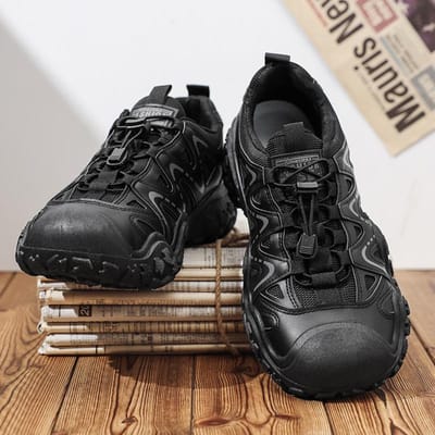 Outdoor Heren Wandelschoenen Ademend Slijtvast Heren Trekking Wandelen Jagen Sneakers Lichtgewicht Werk Heren Casual Schoenen 41 zwart