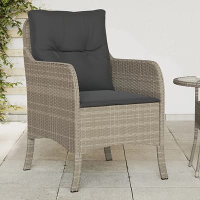 vidaXL - Tuinstoelen - 2 - st - met - kussens - poly - rattan - lichtgrijs