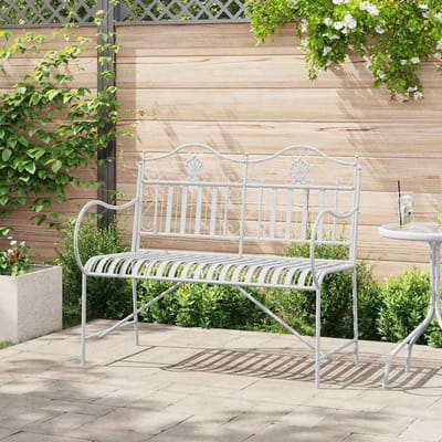 Tuinbank Staal - Zitbank Park - Buiten Ontspannen - Roestbestendig Design - 1035 cm - Antiek Wit