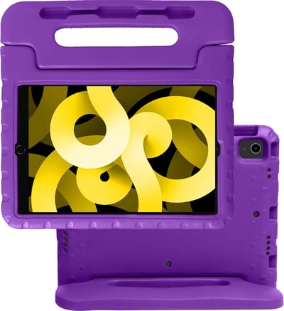 Hoes - Geschikt voor Apple iPad Air 5 (2022) - 10.9 inch - 5e Generatie - M1 - Kinderhoes Shockproof Bumper - Kidsproof Case - Tablet Hoesje - Kinder Hoes Cover - Paars