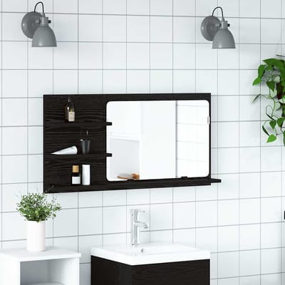 vidaXL - Badkamerspiegelkast - 90x11x45 - cm - bewerkt - hout - zwart - eikenkleurig