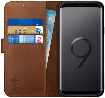 Rosso Deluxe Echt Leer Book Case Hoesje Geschikt voor Samsung Galaxy S9 | Ruimte voor drie pasjes | Portemonnee Book Case | Met Pasjeshouder | Bruin