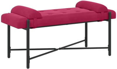 vidaXL - Knopgestoffeerde - Bank - met - Kussens - Wijnrood - 110 - x - 40 - x - 46 - cm