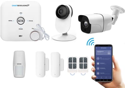 GSM WiFi Draadloos alarmsysteem voor woning met binnen en- buitencamera - Beveiligingssysteem zonder abonnement - Pro pakket - Volledige huisbeveiliging