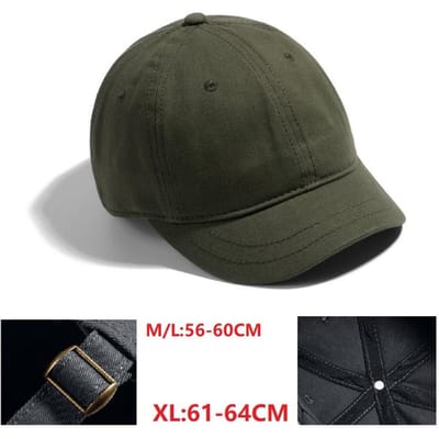 Casquette de Baseball à Visière Courte Grande Taille Tête Large Homme Os Large Femme Oversize Snapback Chapeaux de Soleil 55-60cm 61-65cm (as the picture,L 58-60cm)