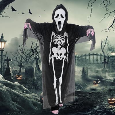 Halloween Skelet Kostuum 90 cm voor Kinderen, Griezelige Zombie Outfit, Perfect voor Feestjes en Carnaval Decoratie